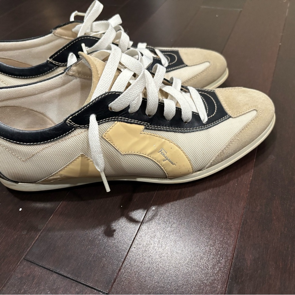 Salvatore Ferragamo Tan and Black Sneakers with Modern Elegance